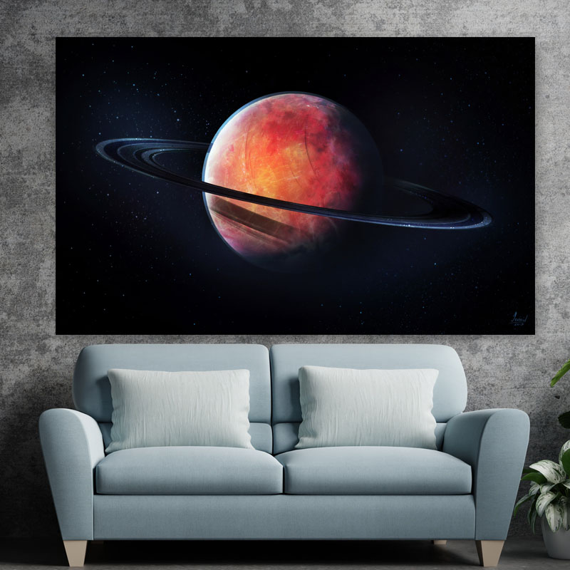 Πίνακας σε καμβά Κόκκινος Πλανήτης με Δακτύλιο